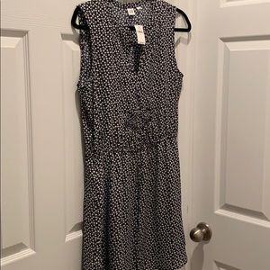 Blue and white flower dress with drawstring